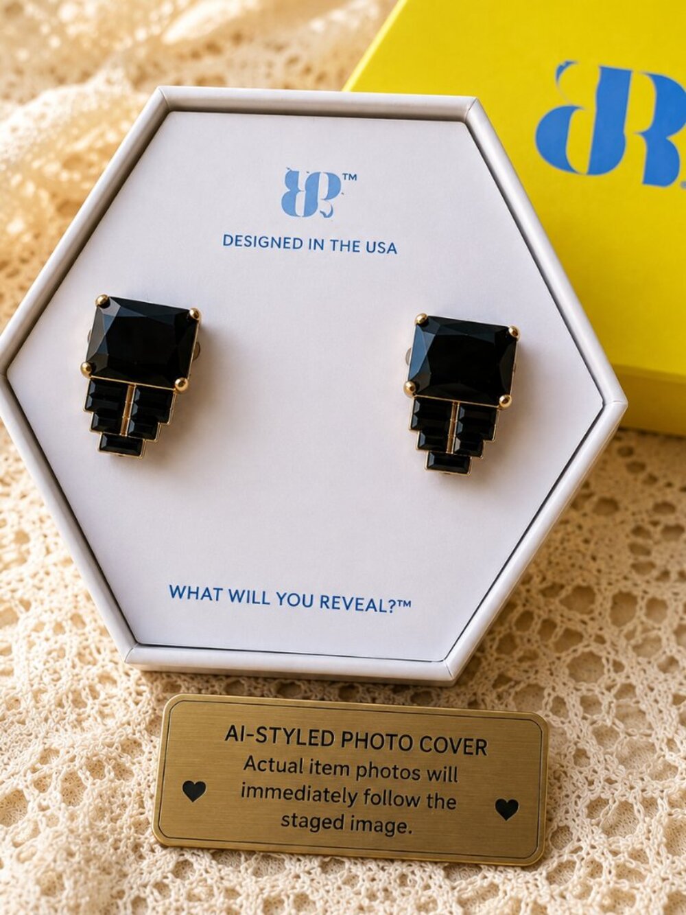 Bomb Party It’s The Little Things Black Onyx CZ Gold Stud Earrings ER13970